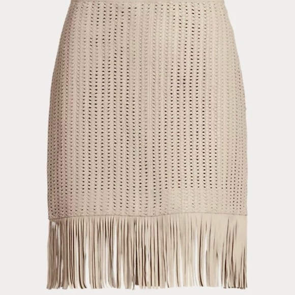 Ralph Lauren Black Label Dresses & Skirts - RALPH LAUREN fringe woven lamb leather mini skirt. NWT Size 16